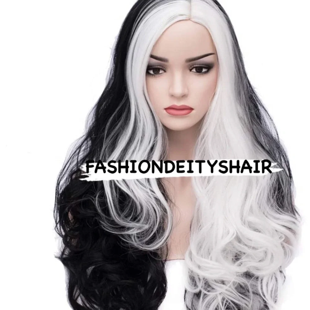 Kris BLACK & WHITE 2 TONE Cosplay full cap wig NEW